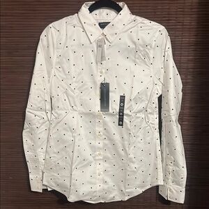 Women Heart Black and White Dress Shirt